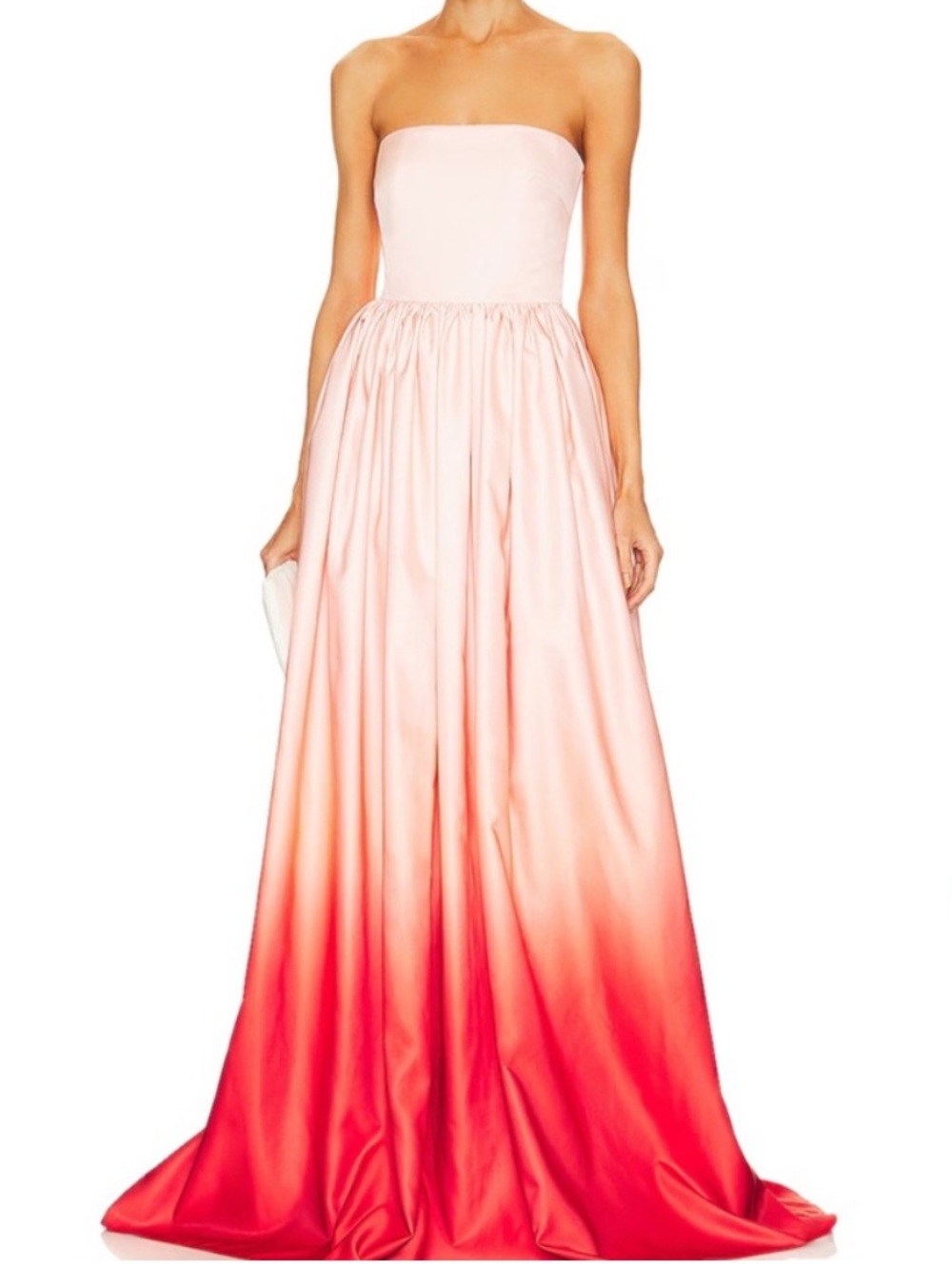 Sau Lee Teigen Strapless Full Ombre Blush Pink & Red Maxi Dress Gown Size US 4